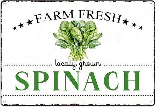 Vintage Spinach Metal Signs Wall Decor Funny Vegetables Art Poster Decorative for Home Farmhouse Kitchen Garden Cafe Bar Farm Porch Fence Yard 12X8 Inch Aluminium Hanging Plaque by WEGUZIX