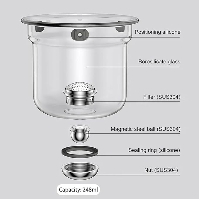 Enchantipot Magic TeaPot, 900ML Water Separation Glass Tea Pot with Wooden Handle, Press Control Magic Tea Infuser, For Loose Tea Kettle Witchcraft Teapot