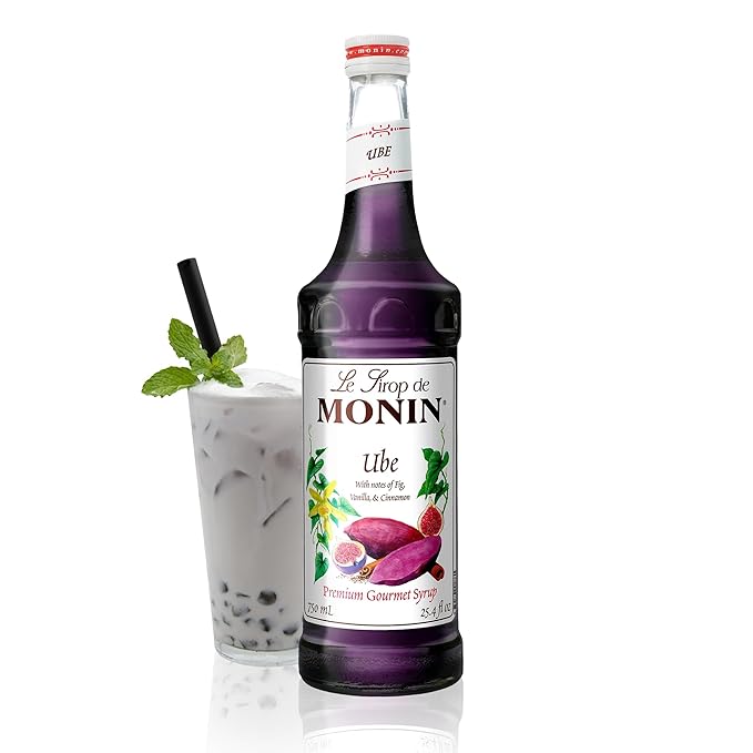 Monin - Ube Blend Syrup, Savory & Sweet, Blended With Notes of Fig, Cinnamon & Vanilla, Great for Lemonades, Boba Tea, & Coffee, Dairy-Free, No Artificial Sweeteners, Gluten-Free (Glass, 750 mL) by Monin