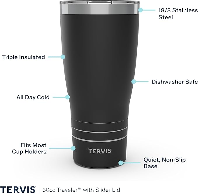 Tervis Traveler Inkreel - Teal Wave Made in USA Double Walled Insulated Tumbler Travel Cup Keeps Drinks Cold & Hot,