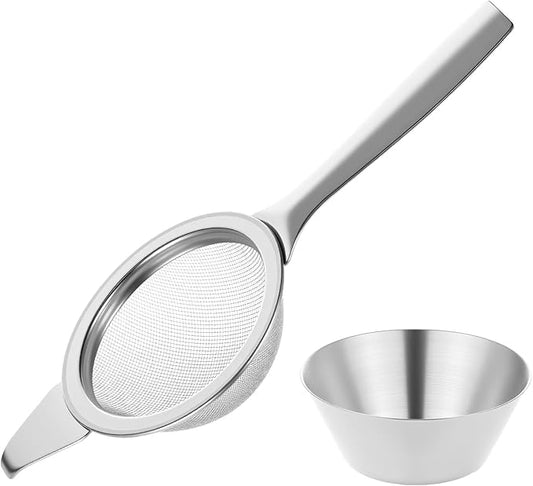 2.2" Small Sifter for Matcha Strainer Fine Mesh Mini Tea Strainers Small Sifter for Matcha Filter with Handle Metal Sieve Stainless Steel for Cocktail Loose Tea Coffee, Silver