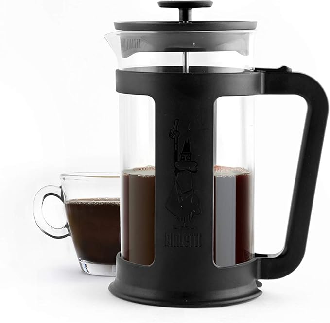 Bialetti Coffee Press Smart, French Press for coffee or tea, borosilicate glass container, dishwasher safe, 1 L - 34 Oz (8-cup), Black