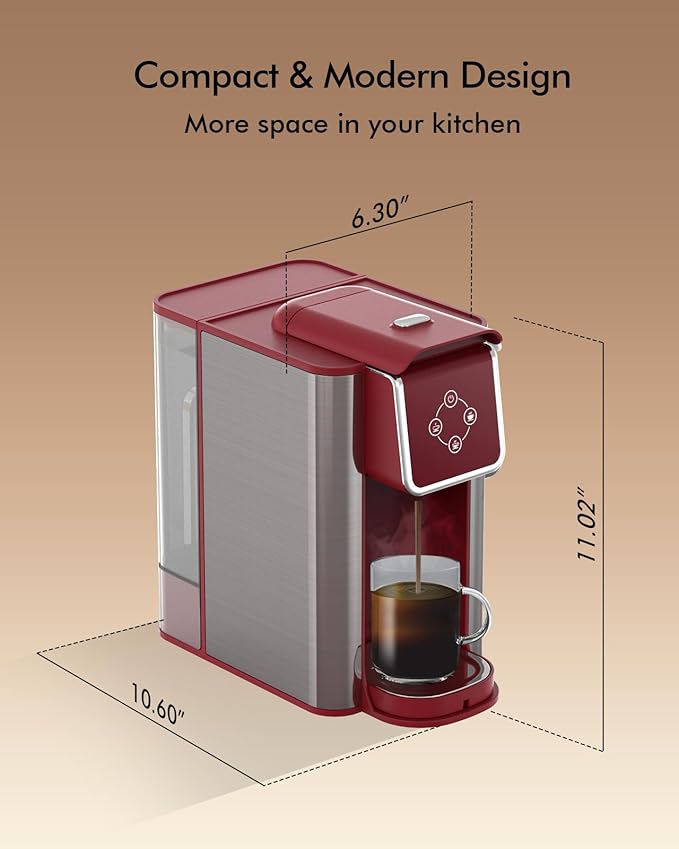 SIFENE KC101 3-in-1 Single Serve Coffee Maker, Compact & Portable, Compatible with K-Cup Pods Only, Ground Coffee & Tea, Fast Brew in 60 Seconds, 50oz Removable Reservoir, Easy to Clean, Red