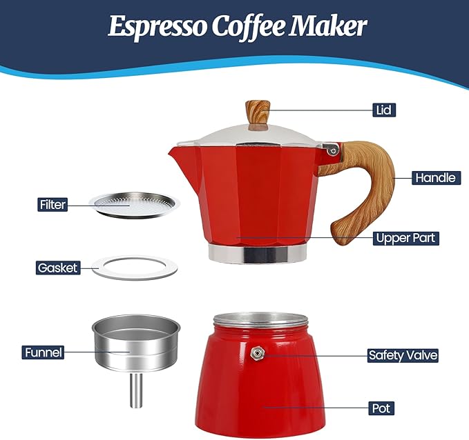 12 Cup Moka Pot Aluminum 600ml Italian Coffee Maker Stovetop Espresso CoffeeMakers Mocha Pot Percolator for Electric Ceramic Stove Classic Greca Cafe Makers Portable for Easy Brewing