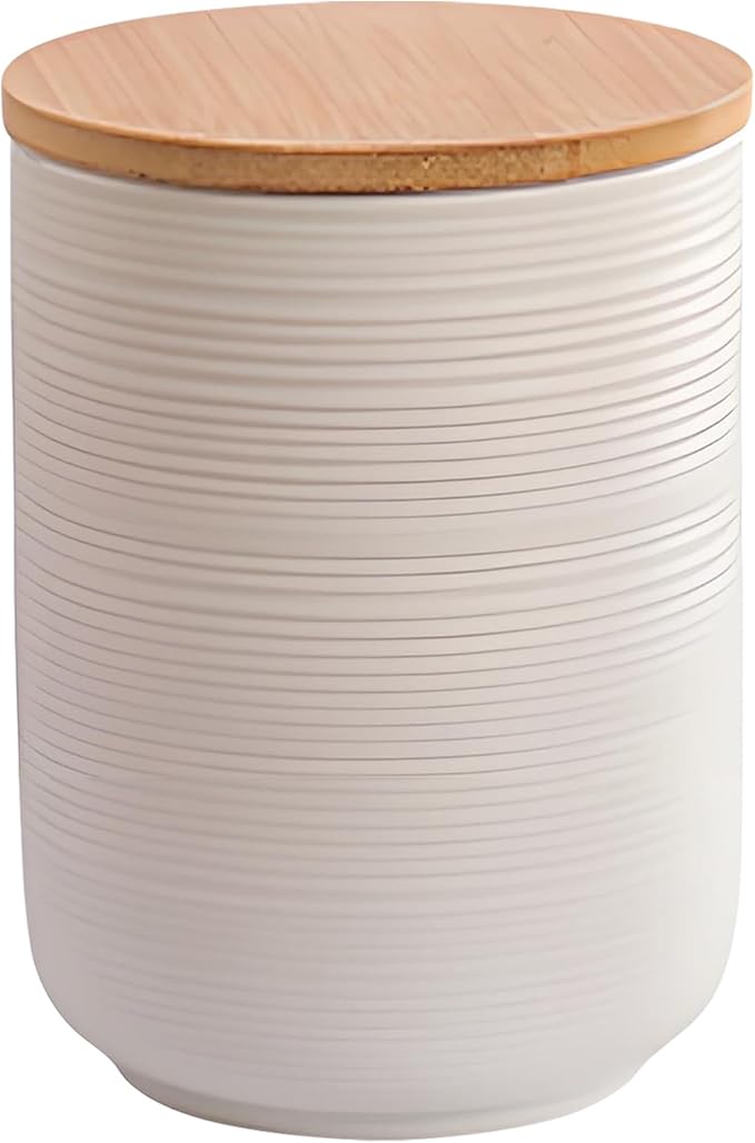 Ceramic Canister with Airtight Seal Lid, Kitchen Canisters for Countertop, White Food Storage Jar for Flour, Coffee Bean, Sugar, Tea, Spices and More, Home Decor (800ml/27.05oz)