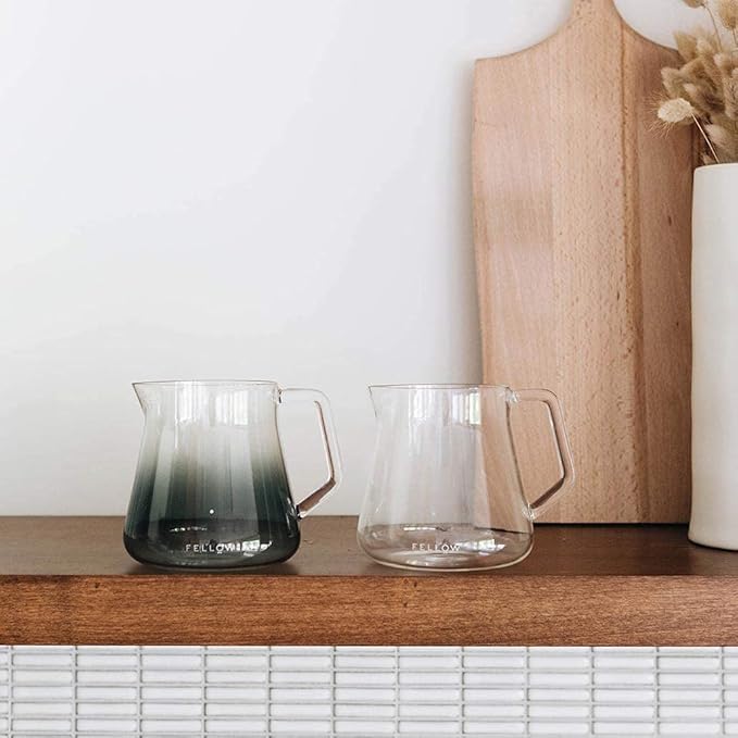 Fellow Mighty Small Glass Carafe - Manual Pour Over Coffee Beaker and Tea Steeper, Borosilicate Glass Decanter, 16.9 oz Smoke Grey Container