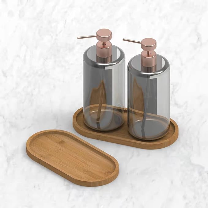 Bamboo soap Dispenser Tray, Bathroom Countertop Tray Kitchen Tray Bamboo T ray Sink T ray Dresser Jewelry Ring Dish, Comestic Holder Bathtub Organizer, Ideal for Jewelry, Cosmetics, and Small Items