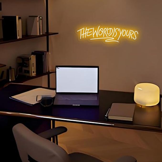 The World is Yours Neon Sign Dimmable World Yours LED Sign for Wall Decor USB Powered Neon Light for Man Cave Home Bar Bistro Club Cafe Wedding Game Room Birthday Gift Graduation Party - Image 3