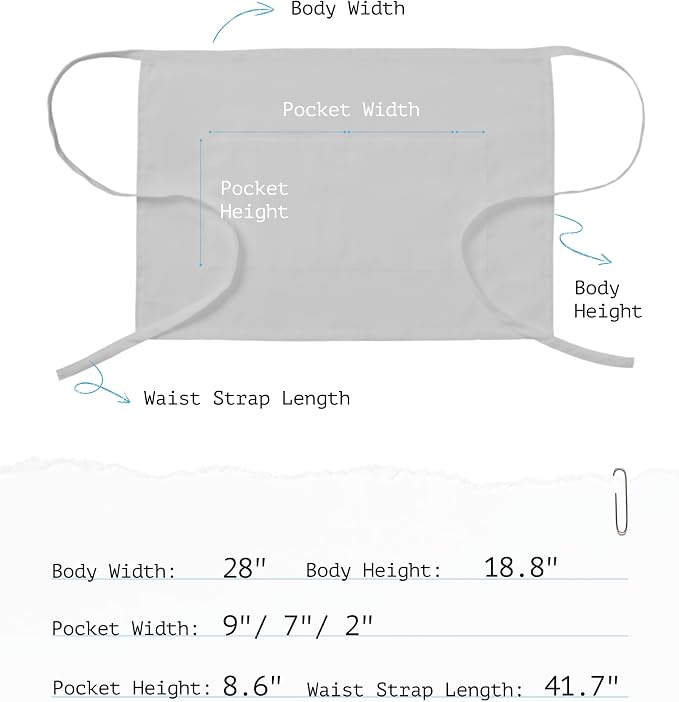 Chef Apron with 3 Pockets and Extra Ties | MJS polyester | Cotton-like feel | Fade & pill resistant | Extra-long ties | Machine washable | Unisex - Image 2