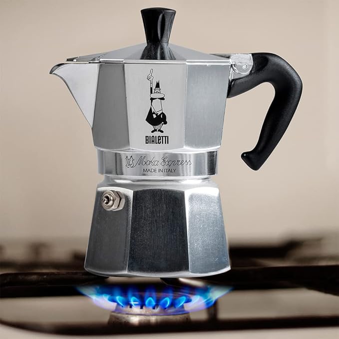 Bialetti Moka Express Iconic Italian Stovetop Espresso Maker (Silver, 3 Cups)