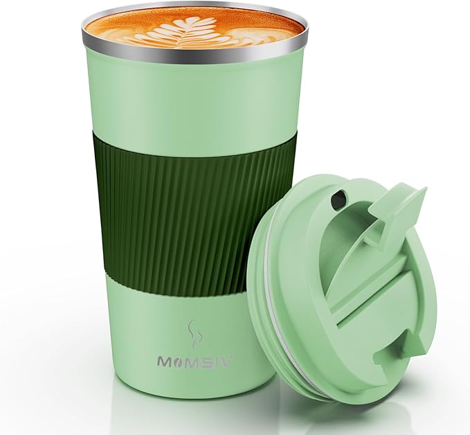 MOMSIV 17oz Travel Mug, Insulated Coffee Cup with Leakproof Lid, Vacuum Stainless Steel Double Walled Reusable Tumbler for Hot and Cold Water Coffee and Tea In Travel and Car