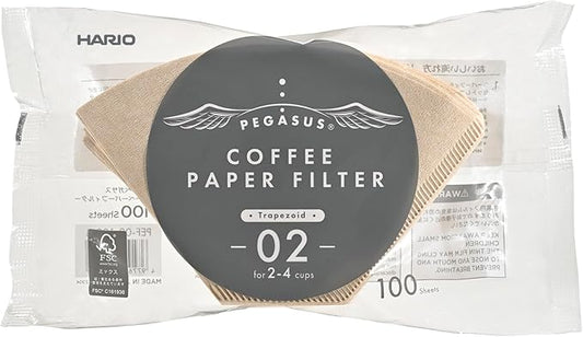 Hario Pegasus Flat Bottom Filters, Size 02, Natural, 100ct