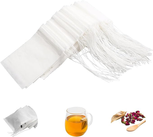 Eketirry 400pcs Tea Filter Bags for Loose Tea, Empty Tea Bags, Natural Wood Pulp Paper Material, Disposable Unbleached Tea Filter Bags with Drawstring for Loose Tea (White, 3.15 x3.94 inch)