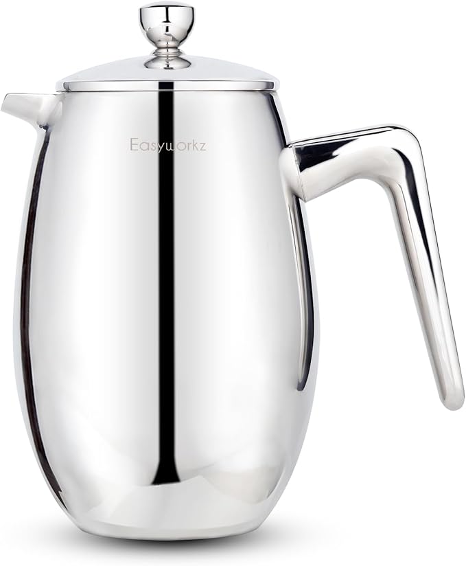 Easyworkz Nando French Press 23 oz Double Wall Insulated Thermal Coffee Maker,304 Stainless Steel Cafetiere