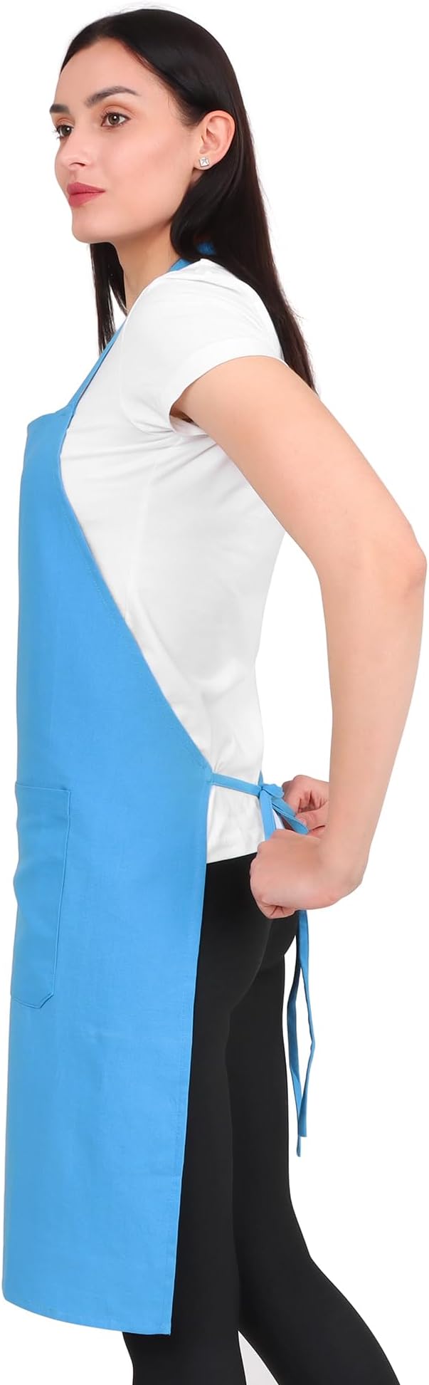 Kitchen Apron Cotton Waterdrop Resistant with adjustable Aprons for Women with Pockets 9 Color option Cooking (Light Blue) - Image 6