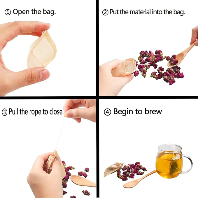 Eketirry 200pcs Tea Filter Bags for Loose Tea, Empty Tea Bags, Natural Wood Pulp Paper Material, Disposable Unbleached Tea Filter Bags with Drawstring for Loose Tea (White, 3.15 x3.94 inch)