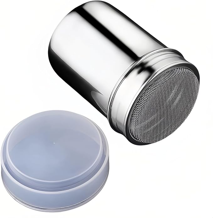 Stainless Steel Sifter with Lid - 80 Mesh Fine Sieve for Coffee Cocoa Matcha, 304 Food-Grade Powder Shaker, Baking Flour Sifter w/Ergonomic Handle, Dishwasher Safe Dry/Wet Ingredients Strainer (6.8oz)