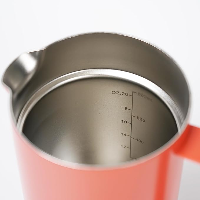 small French Press Coffee Maker 600ml, Double-Wall Insulated French Press Coffee Press Stainless Steel for travel camping, Silicone handle (2-4cup, 20 OZ) silver