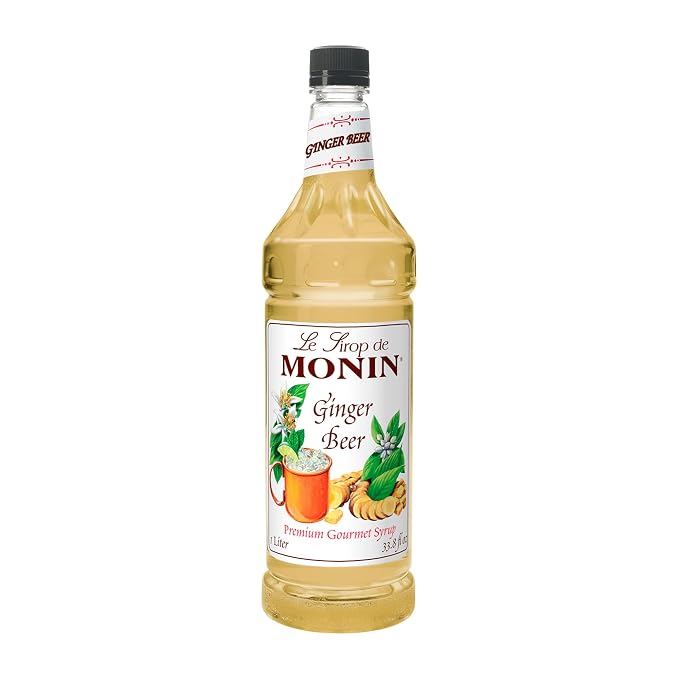 Monin - Ginger Beer Ale Syrup, Crisp and Authentic Ginger Flavor, Great for Cocktails, Mocktails, & Sodas, Vegan, Non-GMO, Gluten-Free - 1 Liter (33.8 fl oz) by Monin