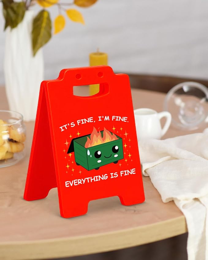 Dumpster Fire Desk Decor, Funny Office Gifts for Women Men Coworkers, Employee Appreciation Gifts, I'm Fine Everything is Fine Office Desk Sign Cubicle Decor - Image 5