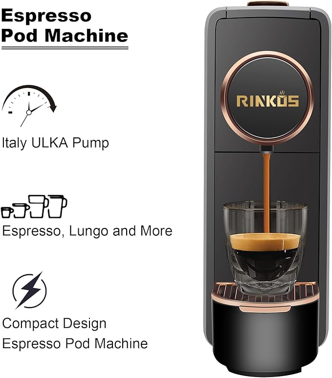 Espresso Machine for Nespresso Compatible Capsule, Single Serve Coffee Maker Programmable for Espresso Pods, Premium Italian 20 Bar High Pressure Pump ，Mini Coffee and Espresso Machine Black