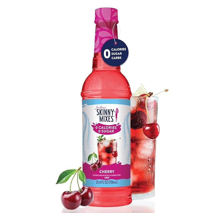 Jordan's Skinny Mixes Sugar Free Syrup, Cherry Flavor, Fruit Flavored Water Enhancer, Drink Mix for Iced Tea, Lemonade, Drinks, Low Calorie Water Flavoring, Dairy & Gluten Free, Kosher, 25.4 Fl Oz, 2 Pack - Image 3