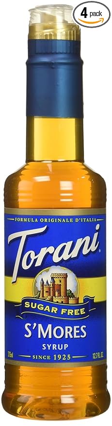 Torani Sugar Free S'mores Flavored Drink Syrup, 12.7 fl oz (Pack of 4)