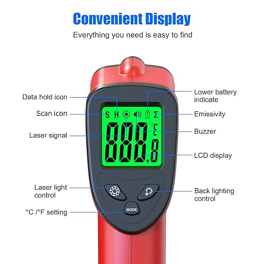 Infrared Thermometer (-58℉～1022℉(-50℃～550℃))