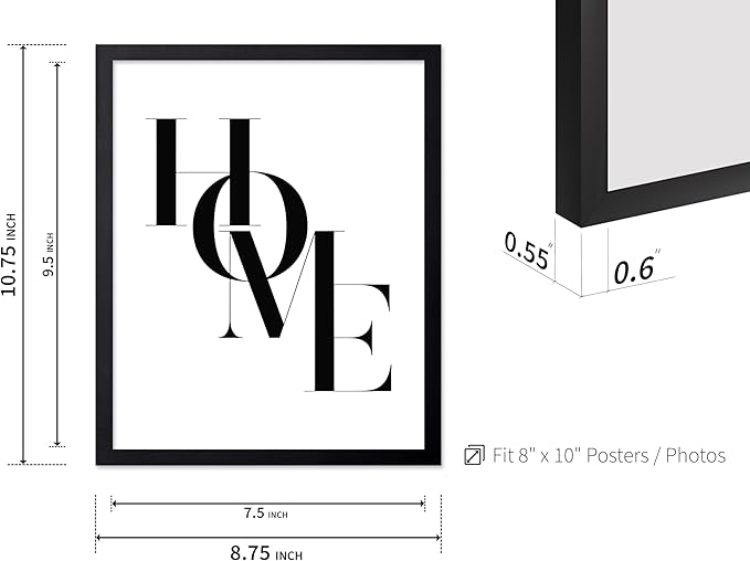 Poster Master Vintage Unique Poster - Retro Minimalist Print - Home, Letters, Typography, Black and White, Simple - Gift for Artist, Friend - Wall Decor for Living Room, Dorm, 8x10 Black Framed