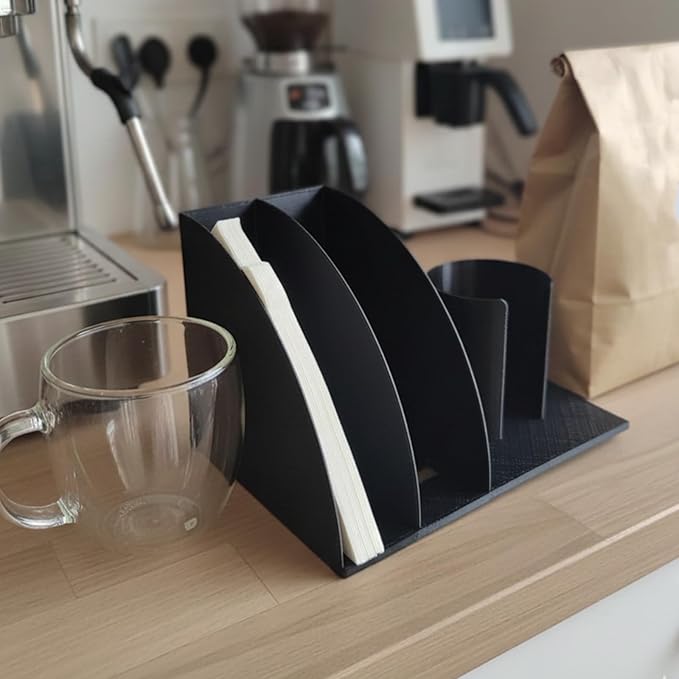 Coffee Filter Holder for AeroPress/V60, Slim Base with Expanded Slot for Multiple Filters, Second Slot Fits for 02 Filters, Durable & Space-Saving Kitchen Accessory (Black)