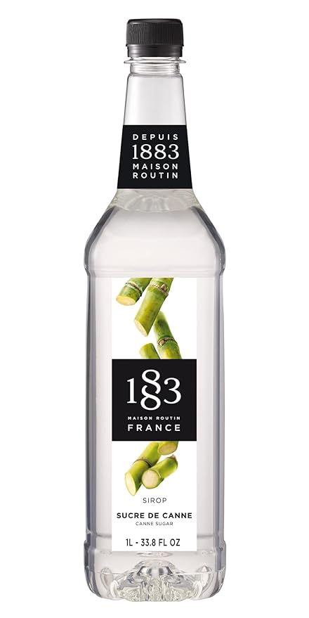 1883 Pure Cane Sugar Syrup for Drinks, Made in France, 1 Liter Plastic Bottle