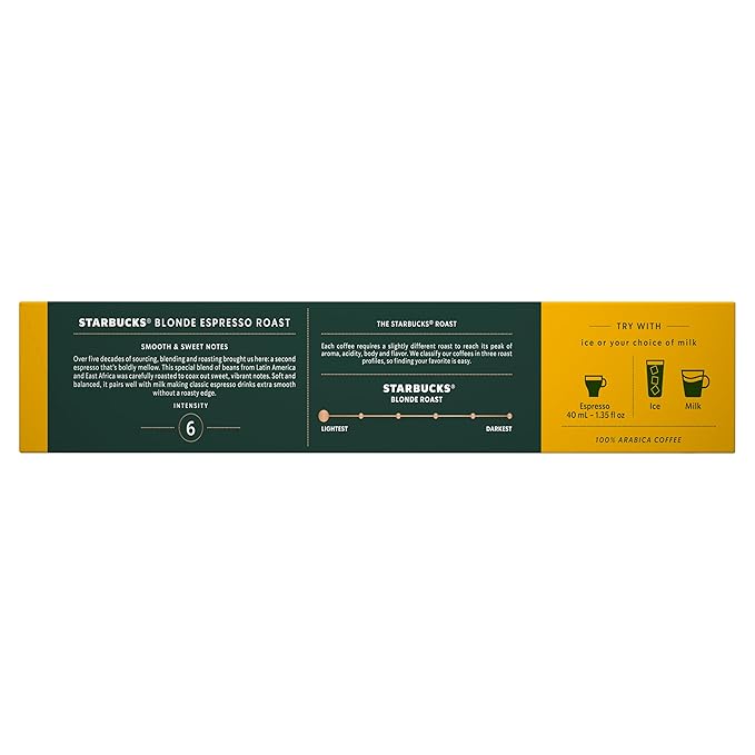 Starbucks by Nespresso Vertuo, Blonde Roast Espresso, 50-count Espresso Pods, Brews, 1.35 oz.