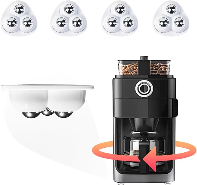 Appliance Casters - Furniture Sliders & Appliance Rollers for Kitchen, Coffee Machine, Blender, Oven - Helps Mom or Wife Easily Solve Countertop Sliding (White, 4pcs) by Tasttin