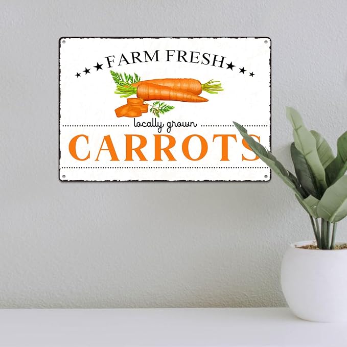 Vintage Carrots Metal Signs Wall Decor Funny Vegetables Art Poster Decorative for Home Farmhouse Kitchen Garden Cafe Bar Farm Porch Fence Yard 12X8 Inch Aluminium Hanging Plaque - Image 5