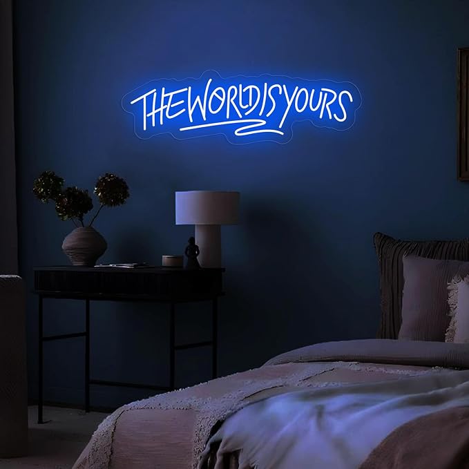 The World is Yours Neon Sign Dimmable World Yours LED Sign for Wall Decor USB Powered Neon Light for Man Cave Home Bar Bistro Club Cafe Wedding Game Room Birthday Gift Graduation Party - Image 3
