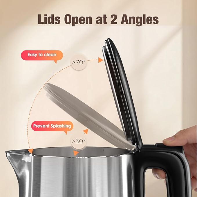 1.7L Electric Kettle, Touch Screen Water Boiler, Auto Shut Off, Double Wall, 6 Preset Temperatures, Fast Boil, and STRIX Control