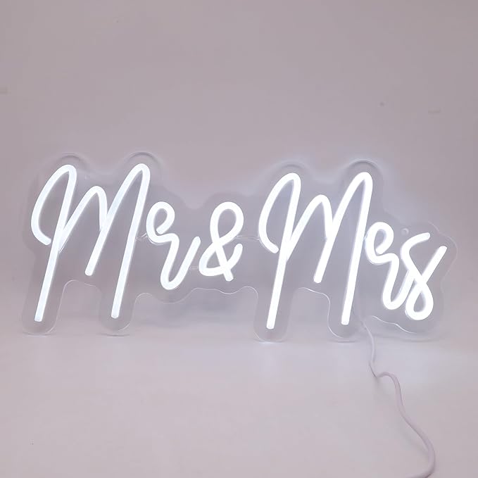 Mr. and Mrs. Neon Signs for Wedding Party Decorations - LED Wedding Neon Signs for Receptions, Bridal Showers, Engagements, Anniversaries, Decorative Wall Art