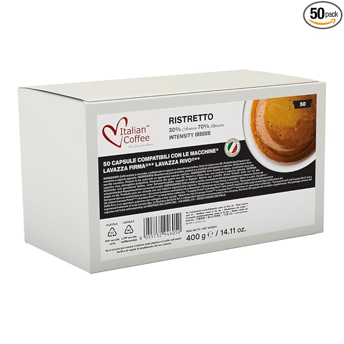 Italian Coffee capsules compatible with RIVO machines (Ristretto, 50)