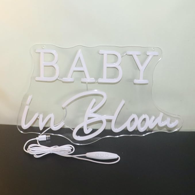 Baby In Bloom Neon Signs Led Gender Reveal Party Boy/Girl Decorations Neon Letters Signs Pregnancy Announcement Party Supplies Baby Shower Yard Signs(warm white) - Image 8