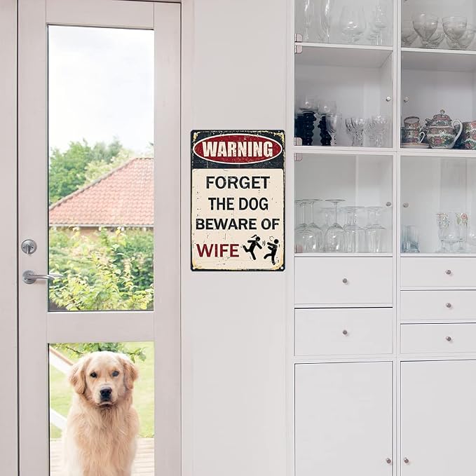 Funny Metal Garage Signs For Men Room Decor Little Man Cave Sign Vintage Bar Home Pub Office Wall Decorations, Forget The Dog Beware Of Wife Tin Signs 8x12Inch - Image 7