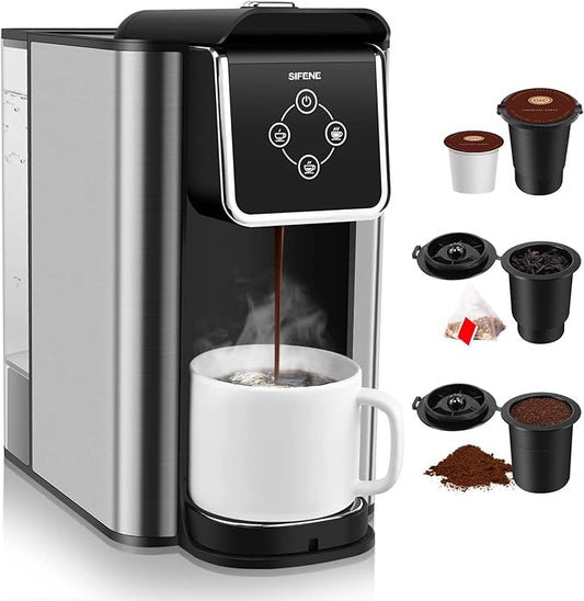 SIFENE 3-in-1 Pod Coffee Machine KC101 - Single Serve Coffee Maker - Quick Brew for Pods, Ground Coffee, Tea, Black
