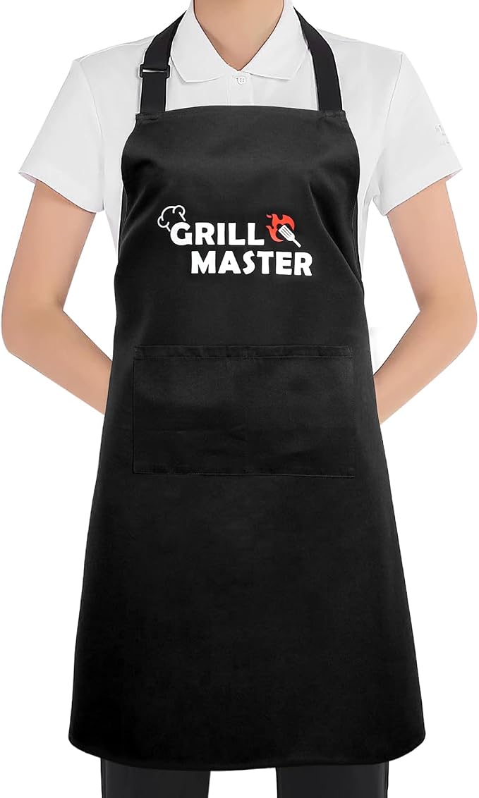 Bib Apron,Unisex Black Aprons Adjustable Washable,with 2 Pockets for Kitchen Crafting BBQ Drawing by Mordx