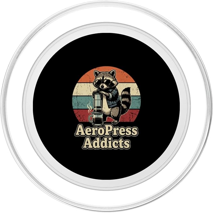 Retro Raccoon Coffee Lover Shirts AeroPress Addicts PopSockets PopGrip for MagSafe