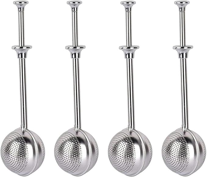 MIAO JIN 4Pcs Stainless Steel Tea Infuser Tea Strainer Sugar Flour Sifters Powdered Sugar Shaker Duster Filters Tea Interval Diffuser for Loose Leaf, Spices, Seasonings(Spherical)