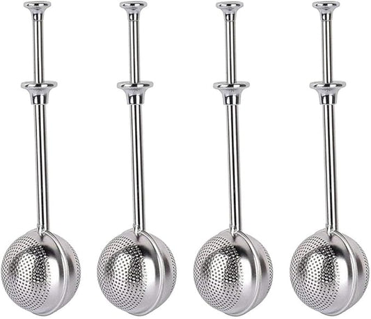 MIAO JIN 4Pcs Stainless Steel Tea Infuser Tea Strainer Sugar Flour Sifters Powdered Sugar Shaker Duster Filters Tea Interval Diffuser for Loose Leaf, Spices, Seasonings(Spherical)