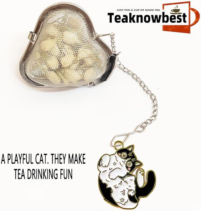 2 Pcs Ragdoll Cat Fun Tea Steeper, Tea Infusers, Heart Shaped Tea Balls + Cute Animal Pendant, Reusable Tea Steeper Makes Afternoon Tea Meaningful (2, cute cat)