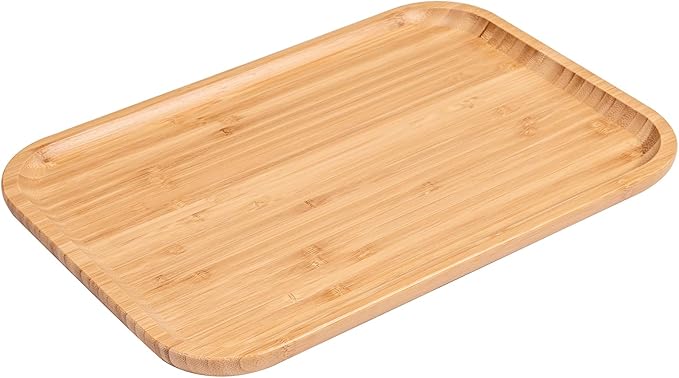 2-Pack Rectangle Bamboo Serving Trays, 13.80×7.88×0.8 Inch Multipurpose Platters for Coffee, Tea & Fruit - Perfect for Home, Hotel & Restaurant
