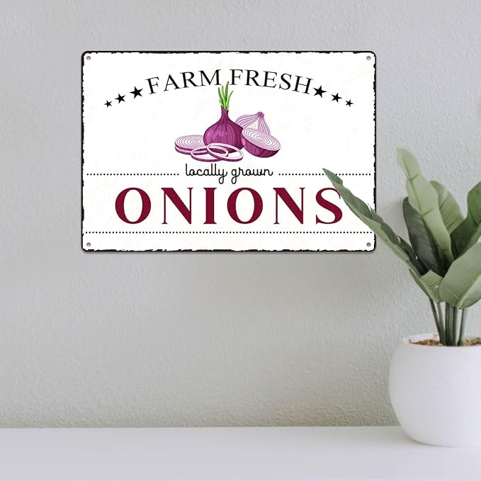 Vintage Onions Metal Signs Wall Decor Funny Vegetables Art Poster Decorative for Home Farmhouse Kitchen Garden Cafe Bar Farm Porch Fence Yard 12X8 Inch Aluminium Hanging Plaque - Image 5