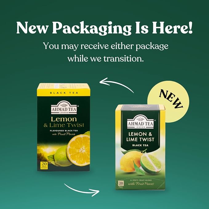Ahmad Teas - Lemon & Lime Black Tea 1.4oz - 20 Tea Bags (Pack of 2)