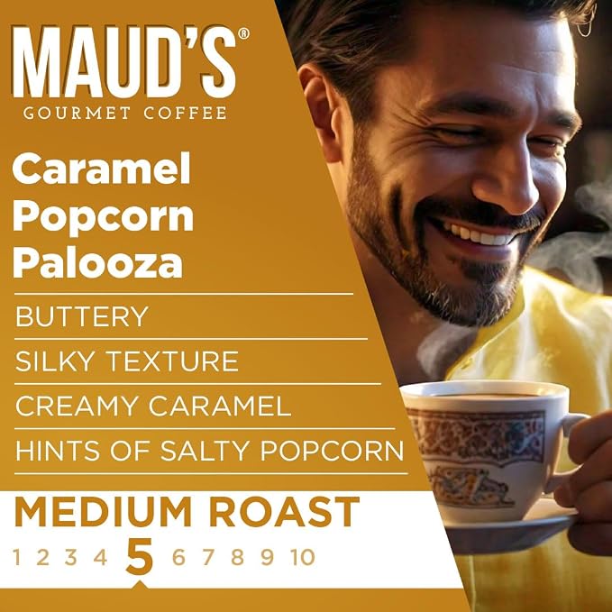 Maud's Caramel Popcorn Flavored Coffee Pods, 18 ct, Medium Roast Flavored Coffee in Single Serve Pods – 100% Arabica Beans, Compatible with Keurig K Cups Maker - Image 3